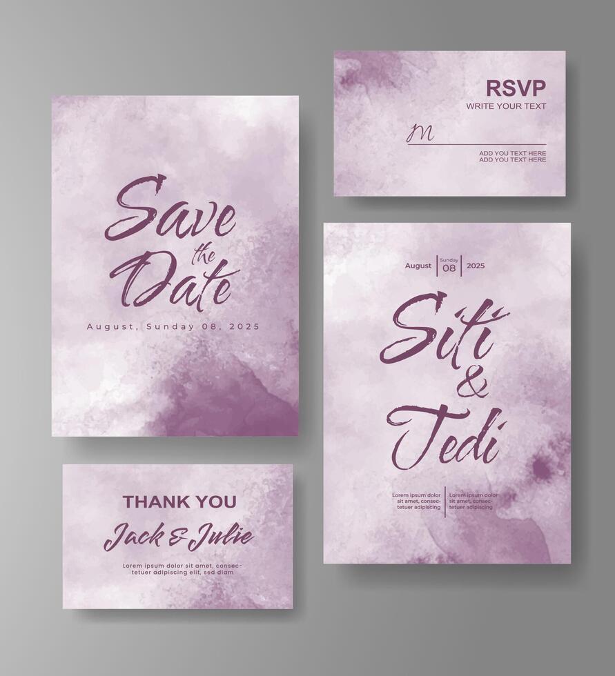 Wedding invitation with abstract watercolor background vector