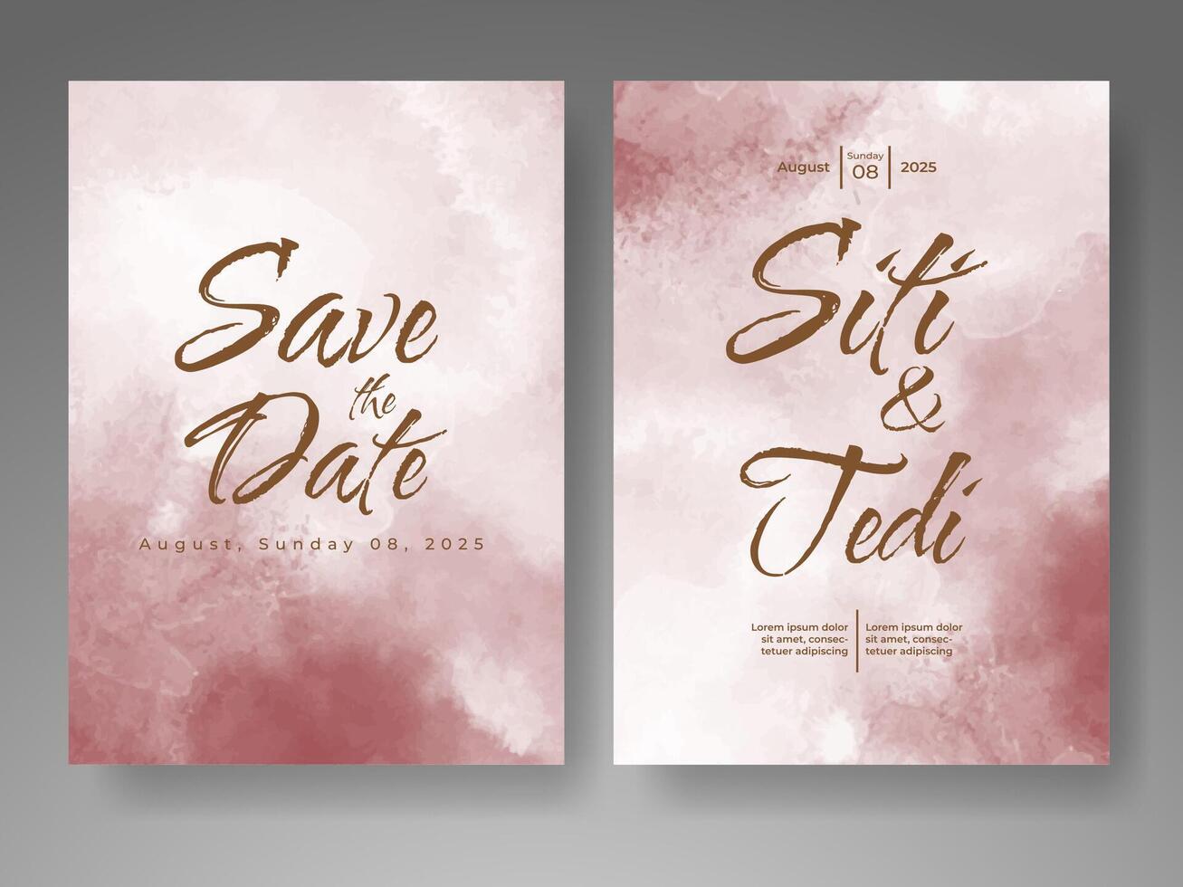 Wedding invitation with abstract watercolor background vector