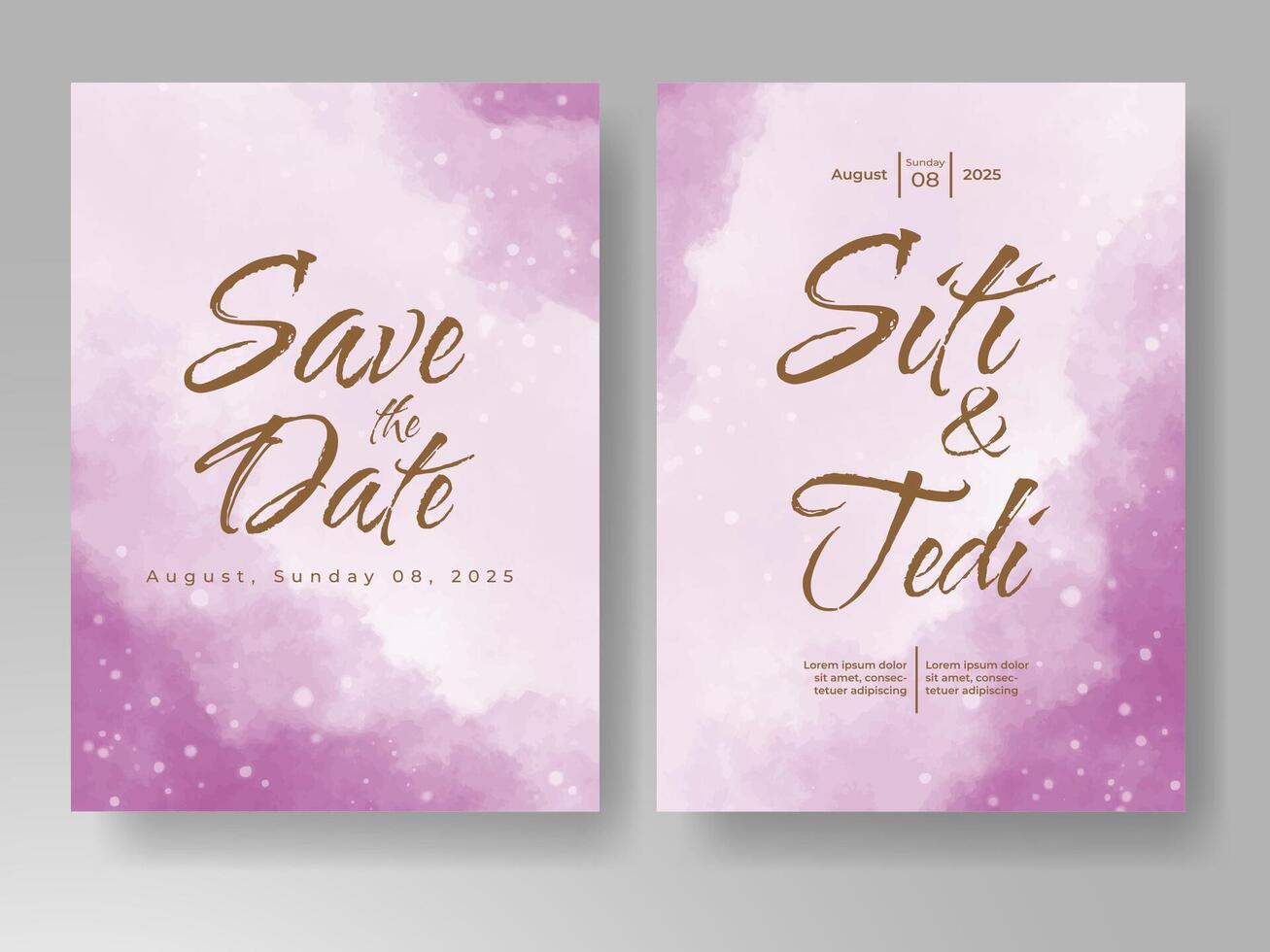 Wedding invitation with abstract watercolor background vector