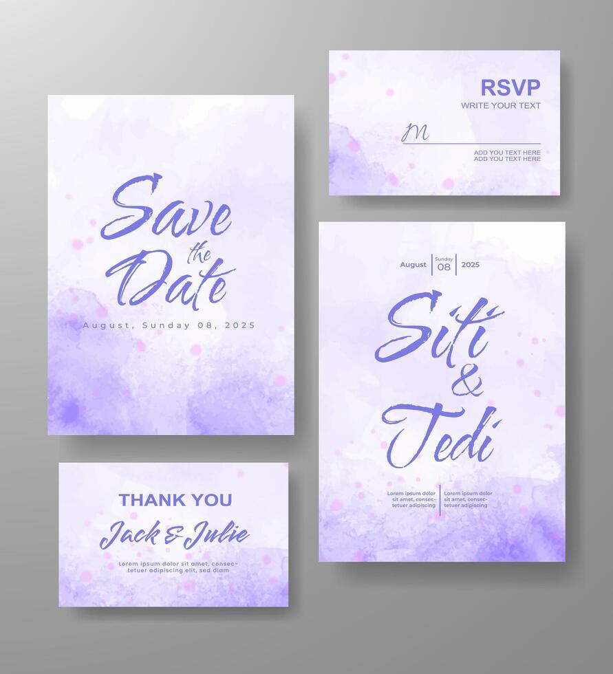 invitación de boda con fondo abstracto de acuarela vector