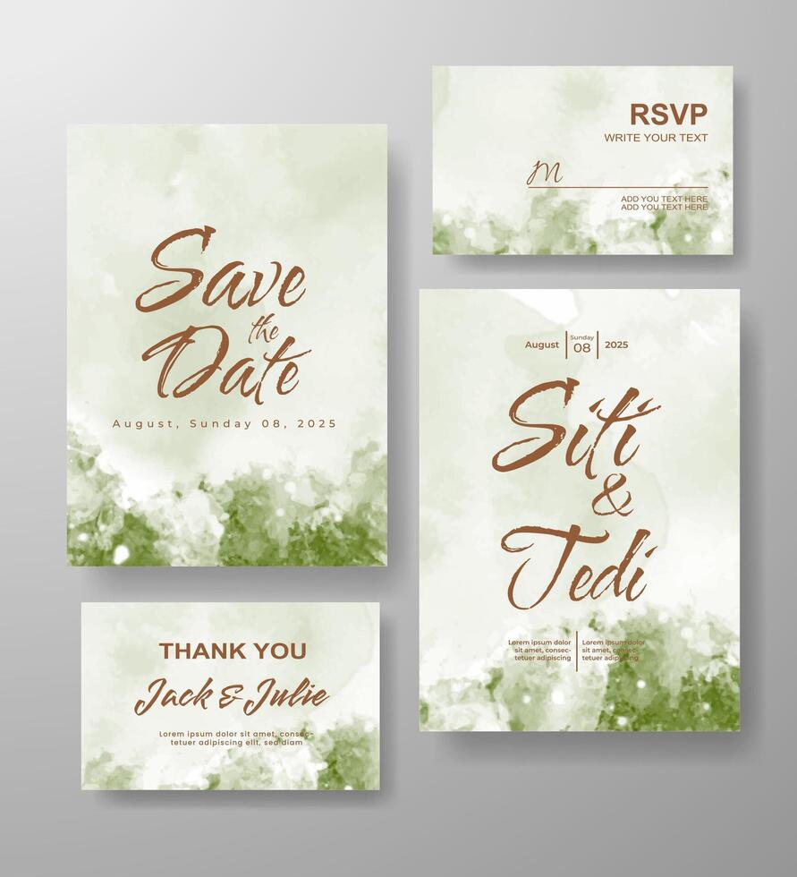 Wedding invitation with abstract watercolor background vector