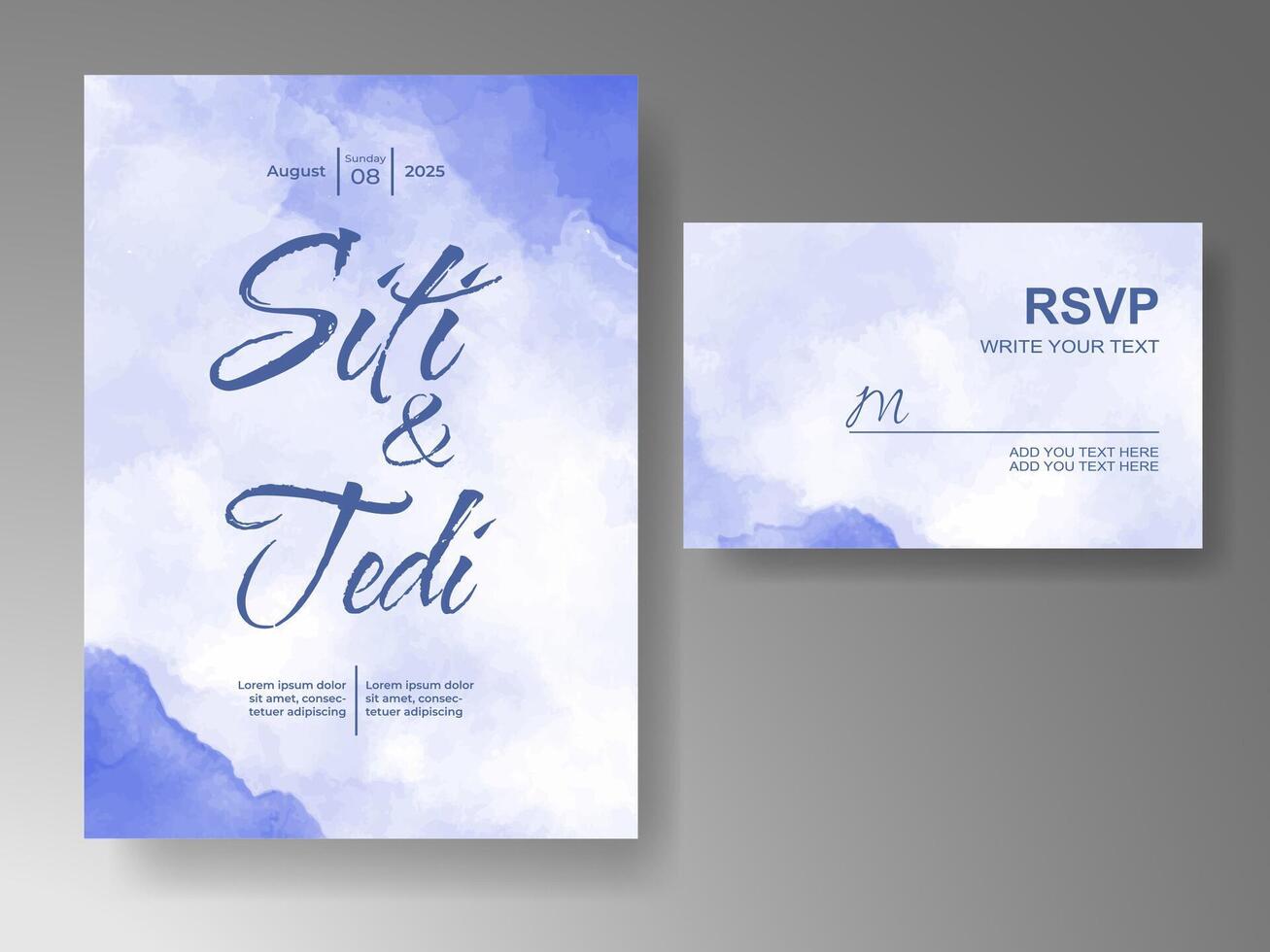 Wedding invitation with abstract watercolor background vector