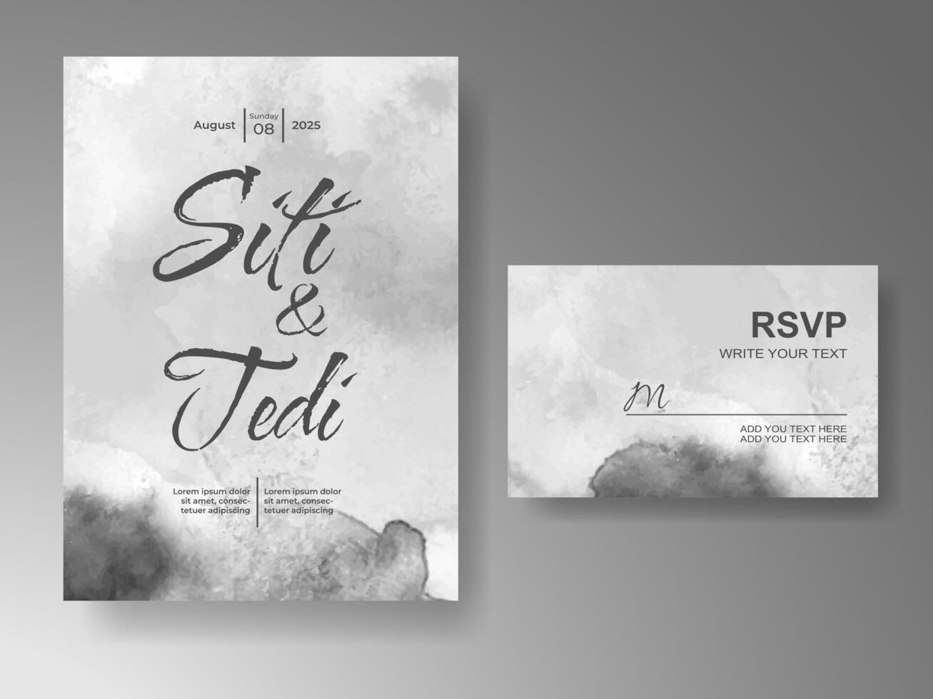 Wedding invitation with abstract watercolor background vector