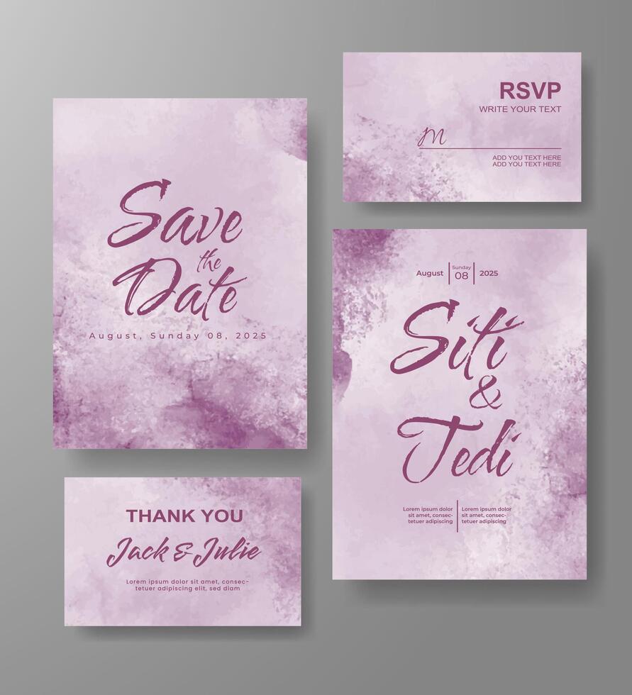 Wedding invitation with abstract watercolor background vector