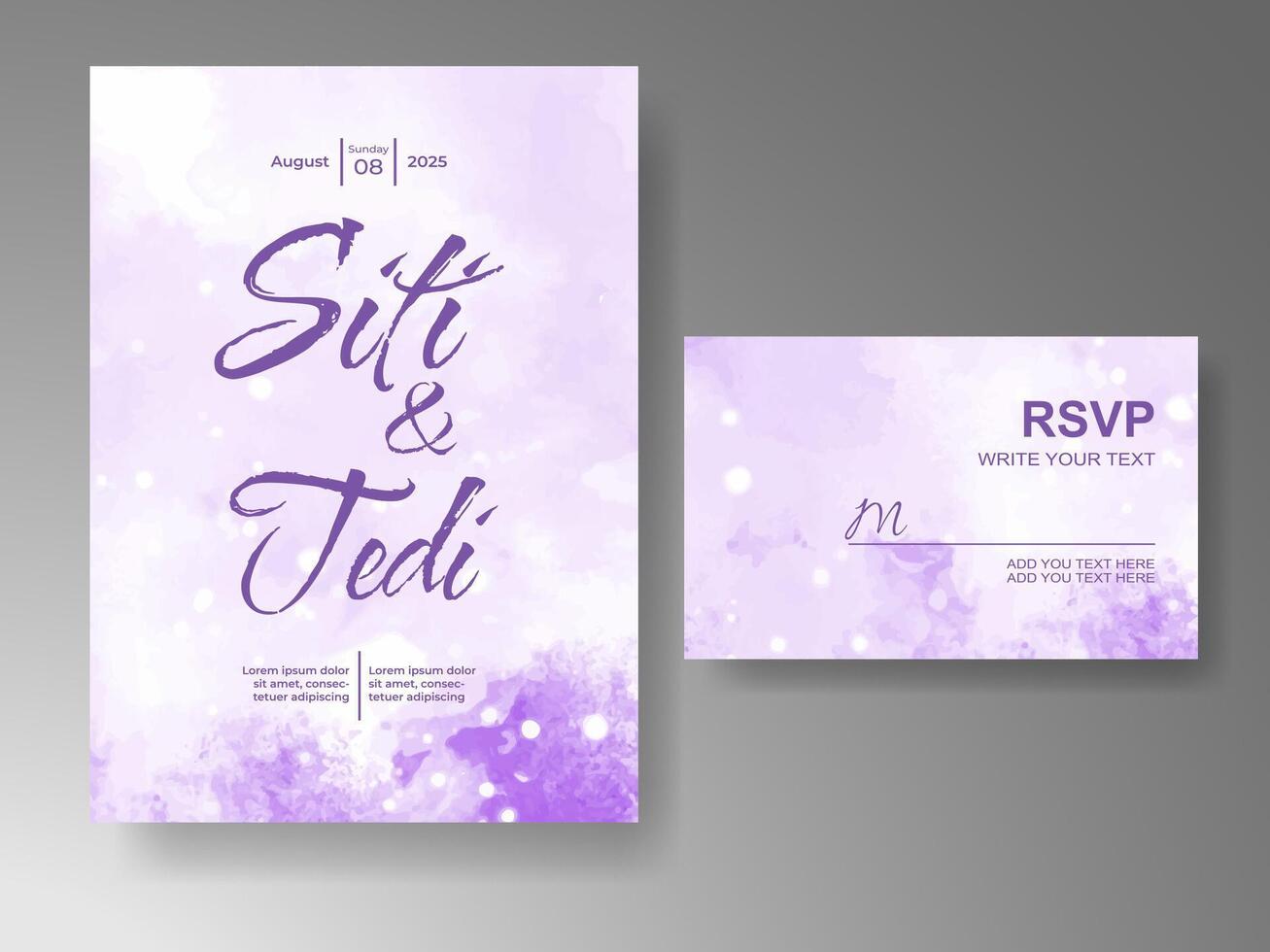 Wedding invitation with abstract watercolor background vector