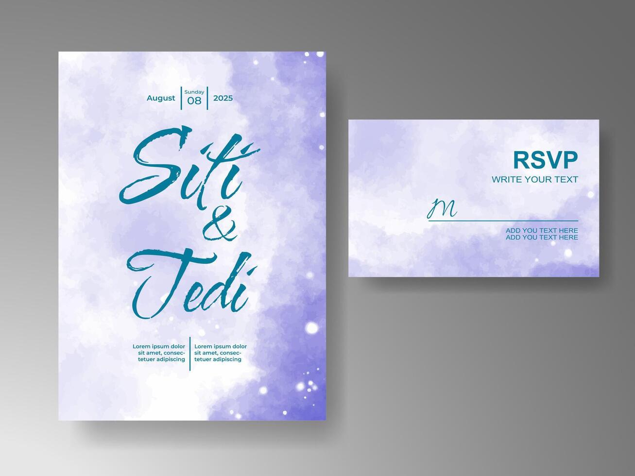 Wedding invitation with abstract watercolor background vector