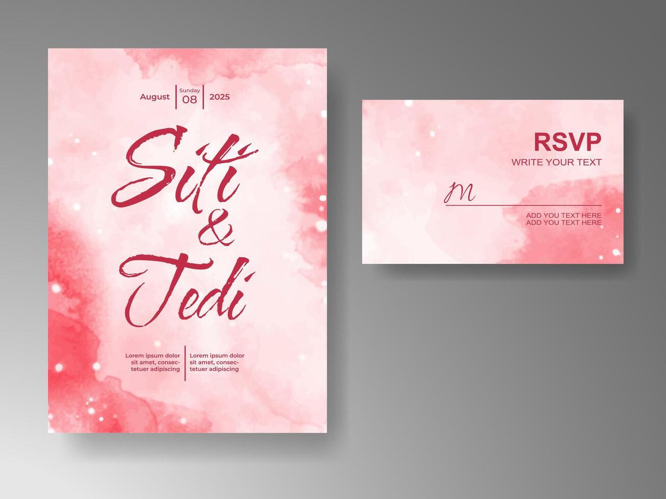 Wedding invitation with abstract watercolor background vector