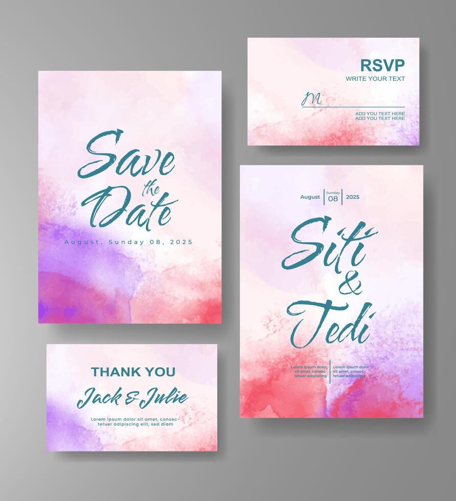 Wedding invitation with abstract watercolor background vector