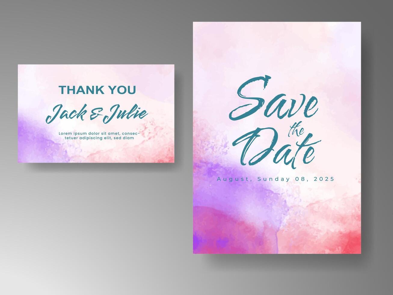 Wedding invitation with abstract watercolor background vector