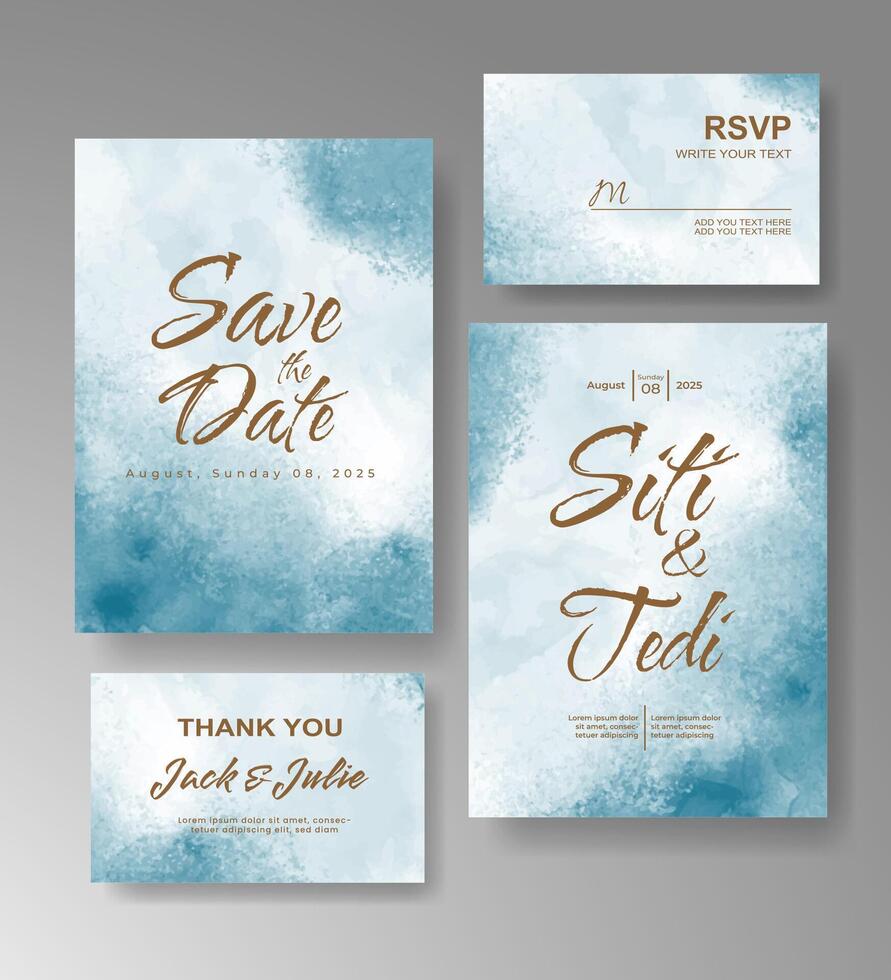 Wedding invitation with abstract watercolor background vector