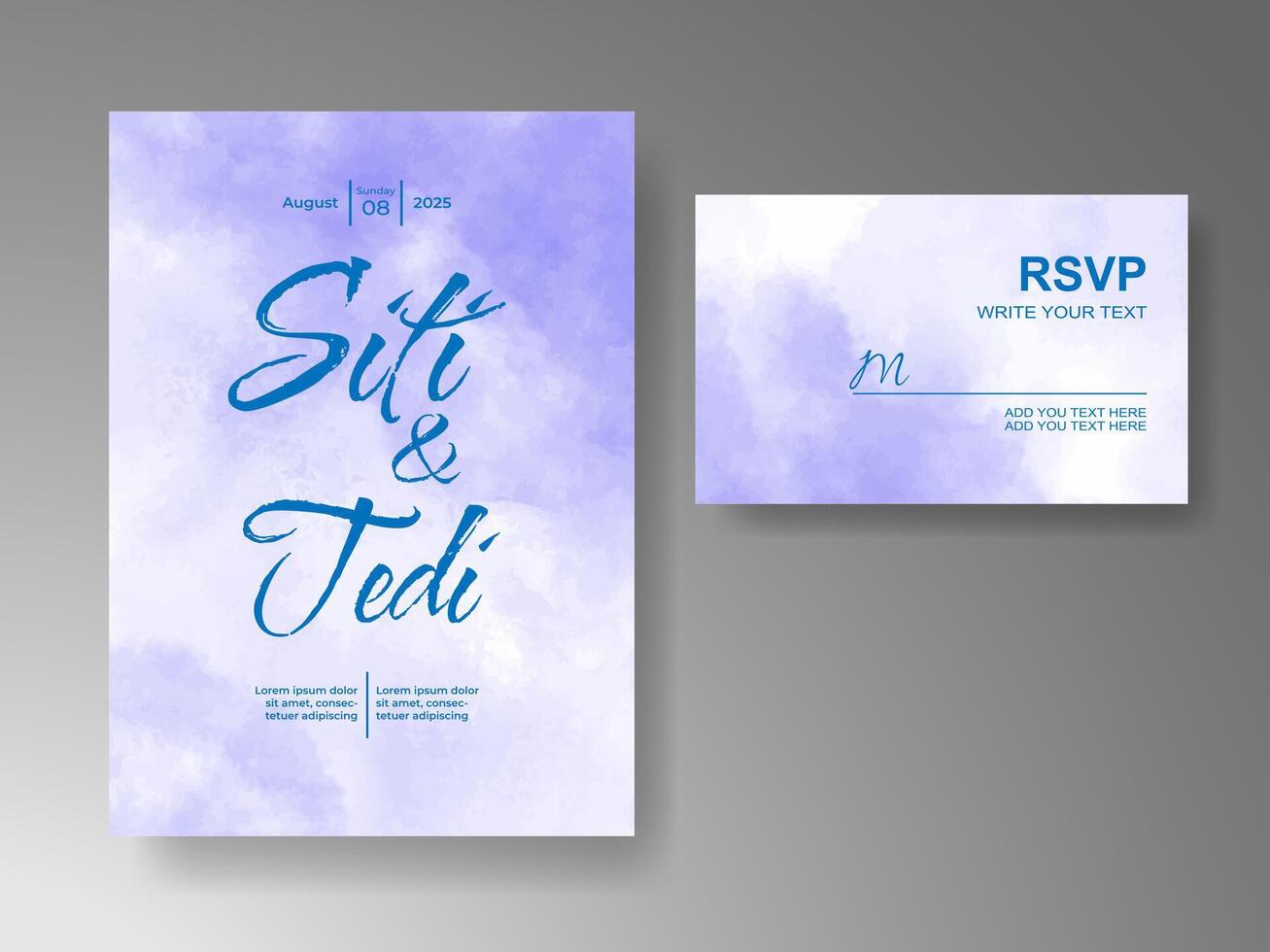 Wedding invitation with abstract watercolor background vector