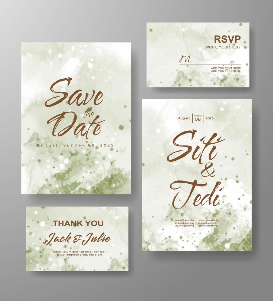 Wedding invitation with abstract watercolor background vector