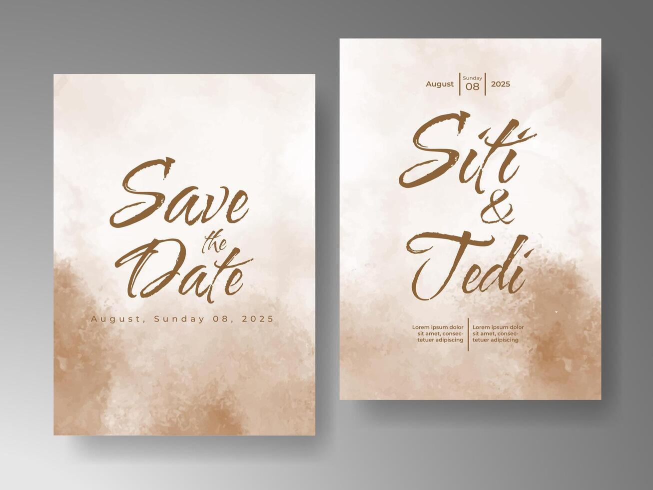 Wedding invitation with abstract watercolor background vector