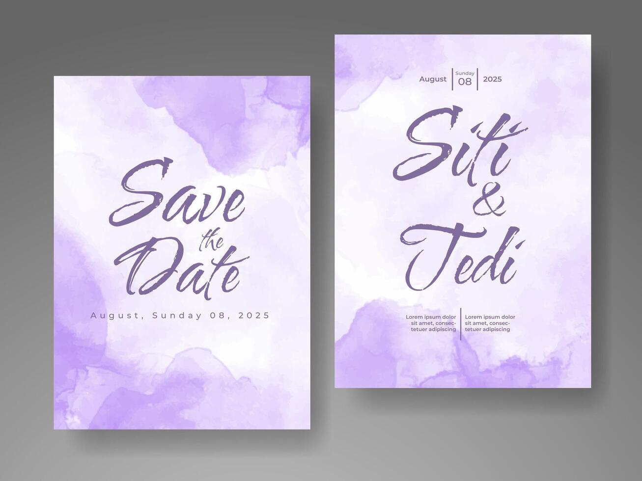 Wedding invitation with abstract watercolor background vector