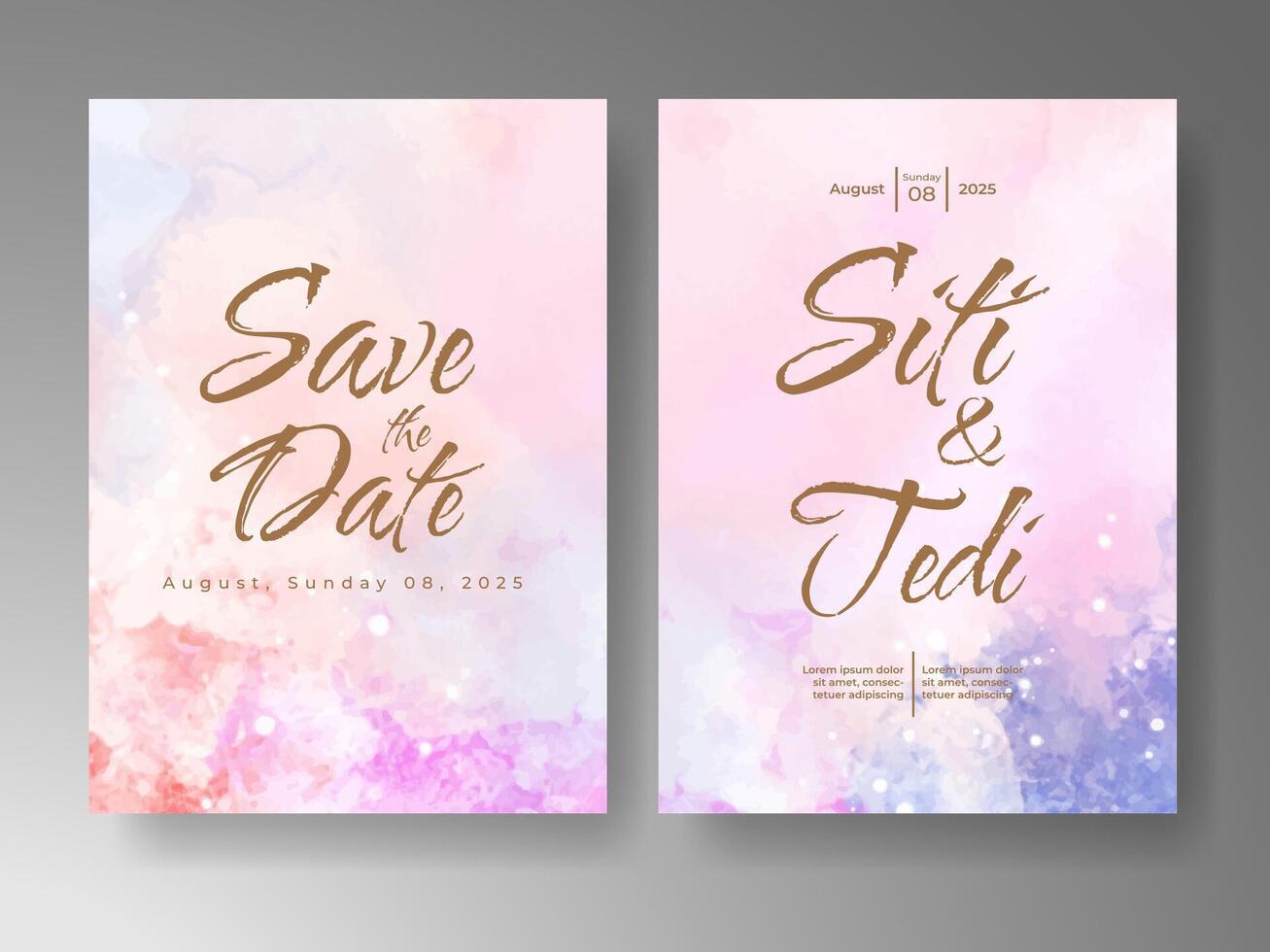 Wedding invitation with abstract watercolor background vector