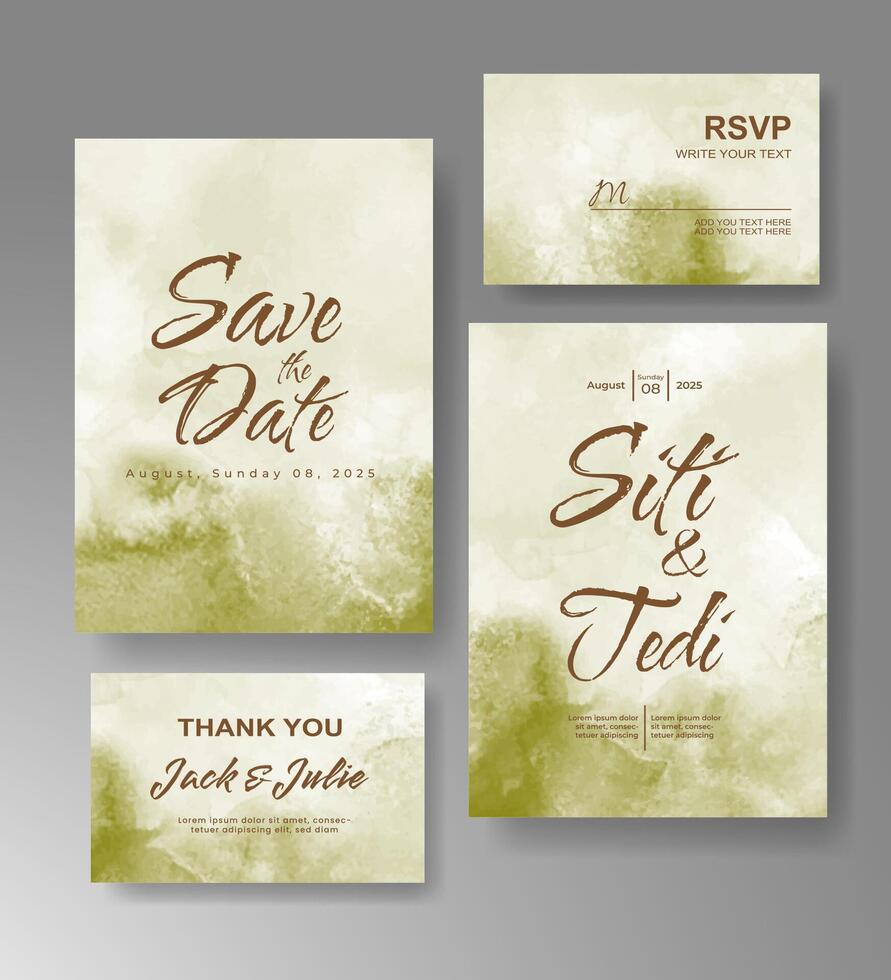 Wedding invitation with abstract watercolor background vector