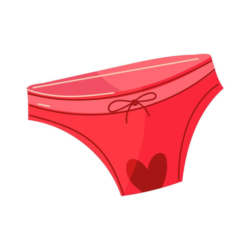 Women's underwear for menstruation. Hygiene during menstruation. Underwear with menstrual blood in the shape of a heart. An illustration of the care of the female menstrual cycle. Vector graphics