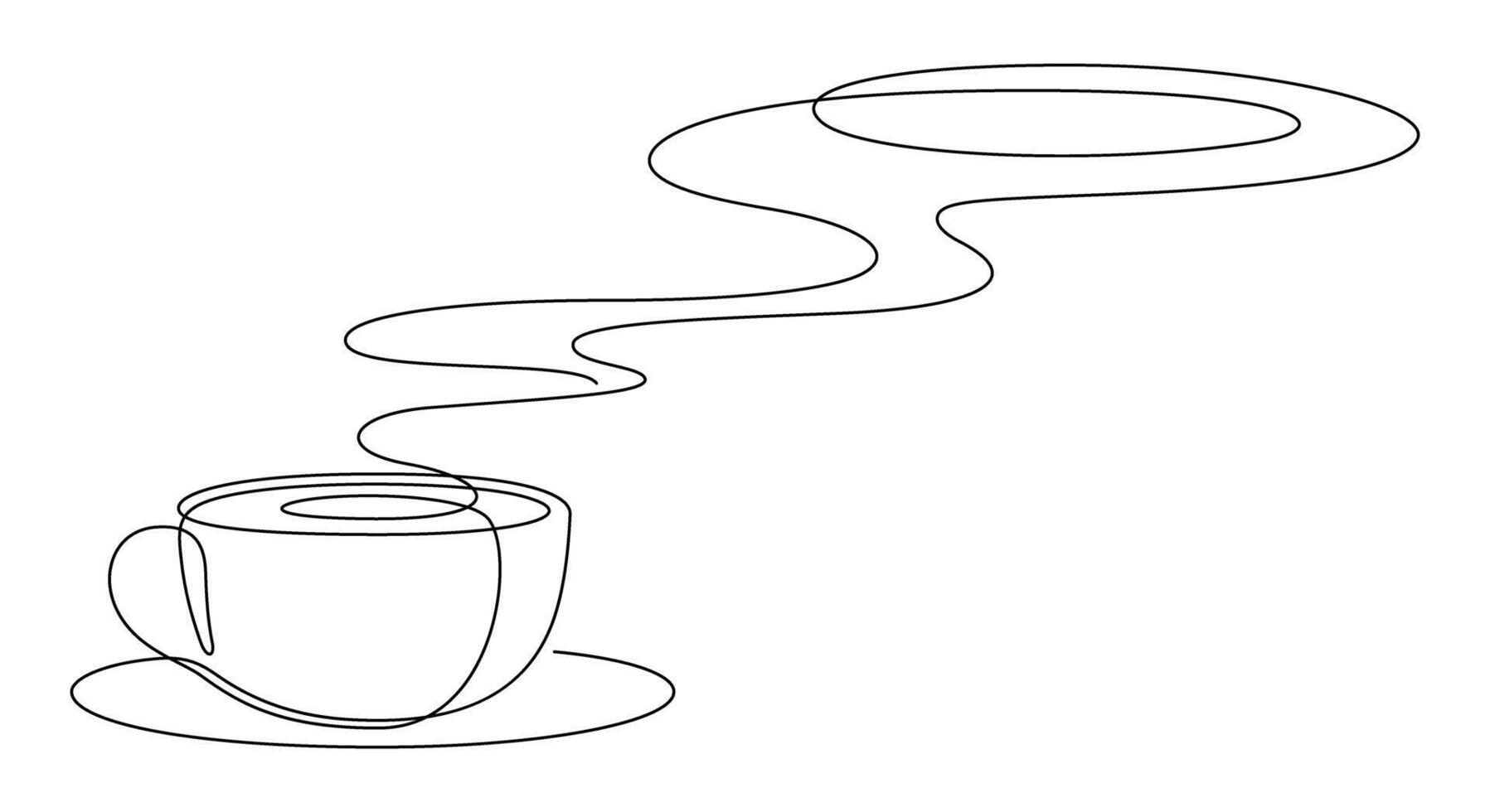 coffee cup hot steam line art continuous minimalism vector