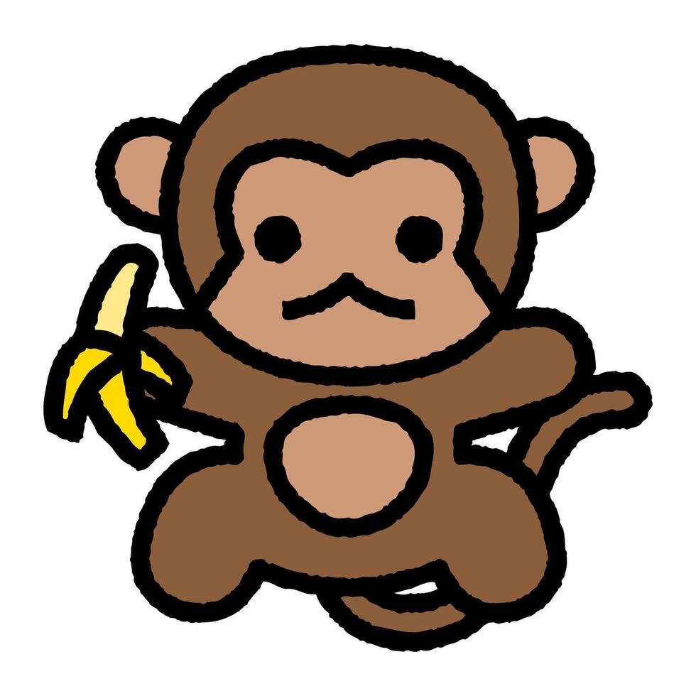 monkey cartoon roughen filled outline icon vector