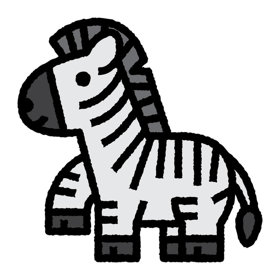 zebra cartoon roughen colored line icon vector