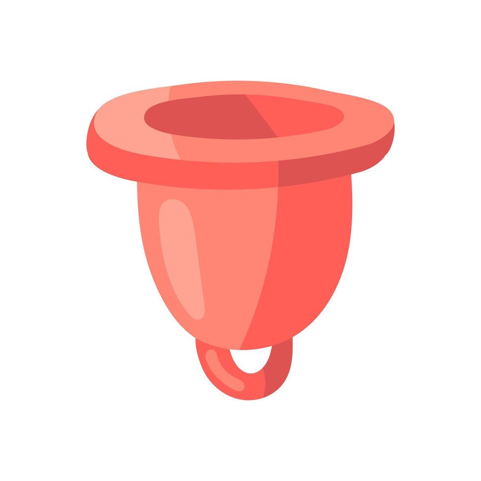 The menstrual cup. Environmental protection of women in critical days. Vector illustration on a white background. Pink item for women on menstruation days