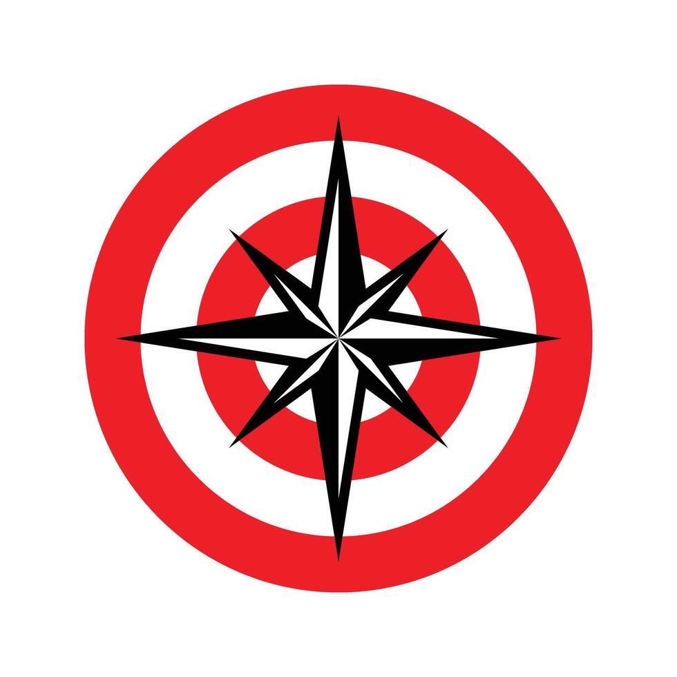 Compass with direction star icon vector