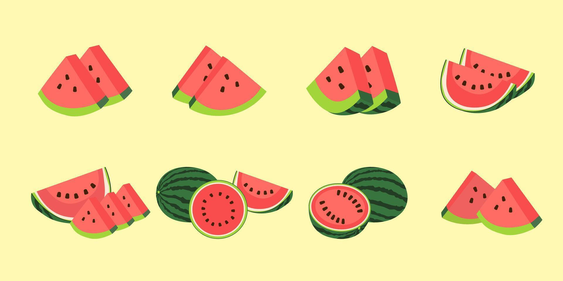 Cute red sliced watermelon illustration. vector