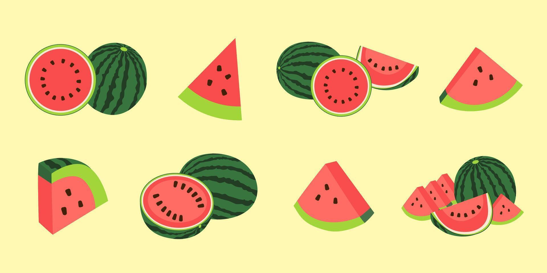 Cute red sliced watermelon illustration. vector