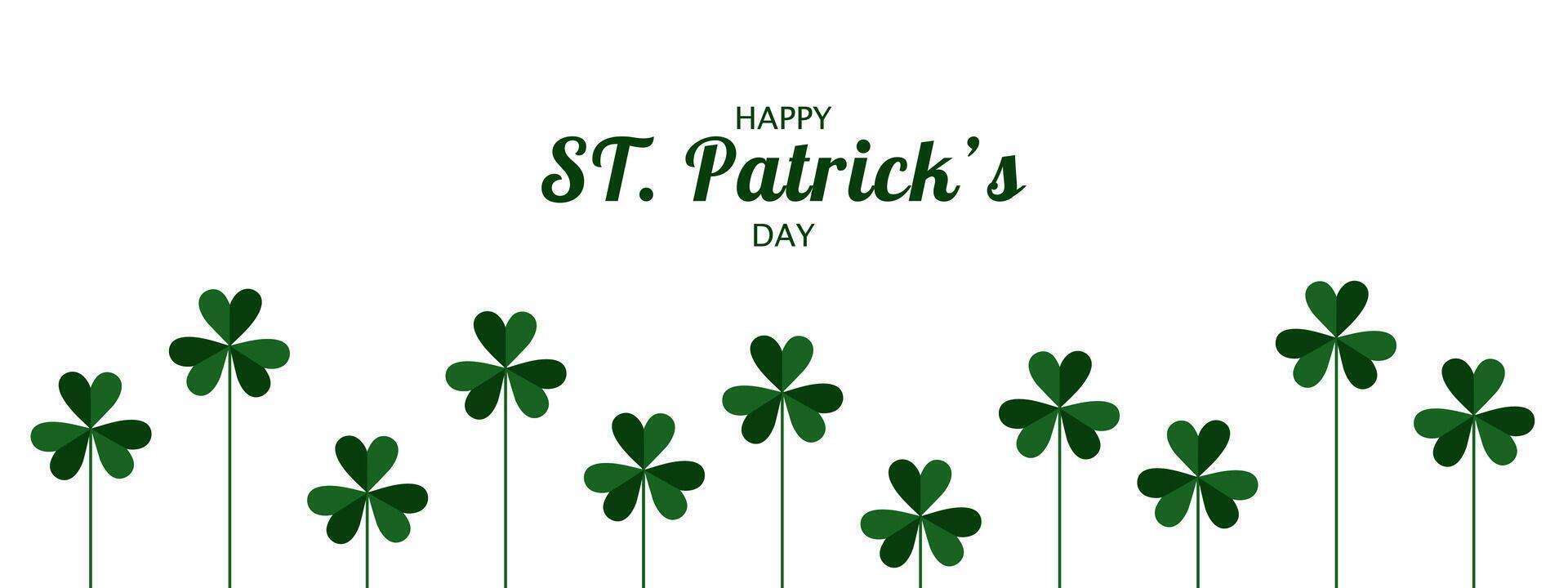 Banner for St. Patrick's Day on March 17 with shamrocks. Green shamrocks with place for text on white background. Happy St.Patrick's Day. vector