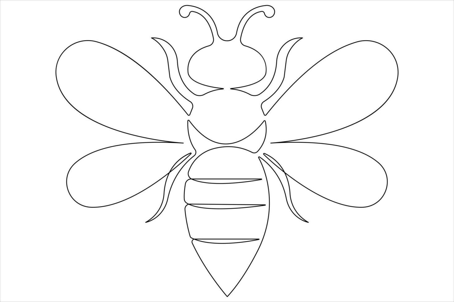 Simple illustration of honey bee shape continuous one line art bee outline vector