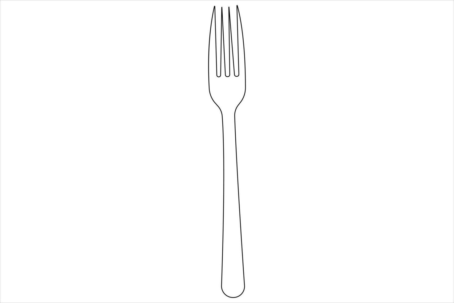 continuo soltero línea Arte dibujo de comida herramientas para tenedor contorno vector ilustración