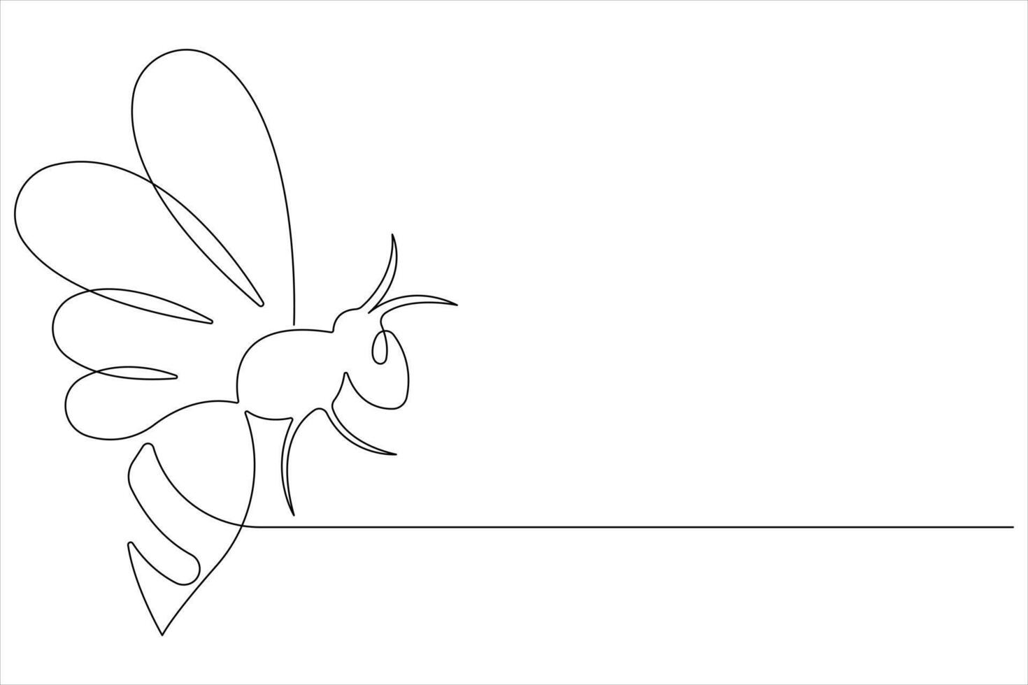 Simple illustration of honey bee shape continuous one line art bee outline vector