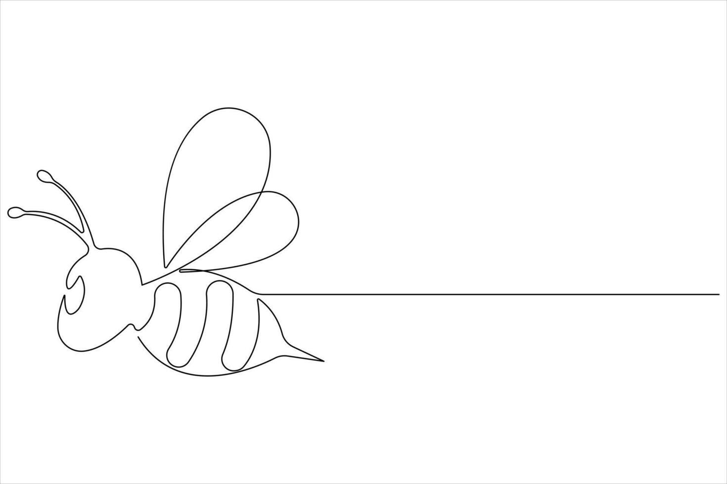 Simple illustration of honey bee shape continuous one line art bee outline vector