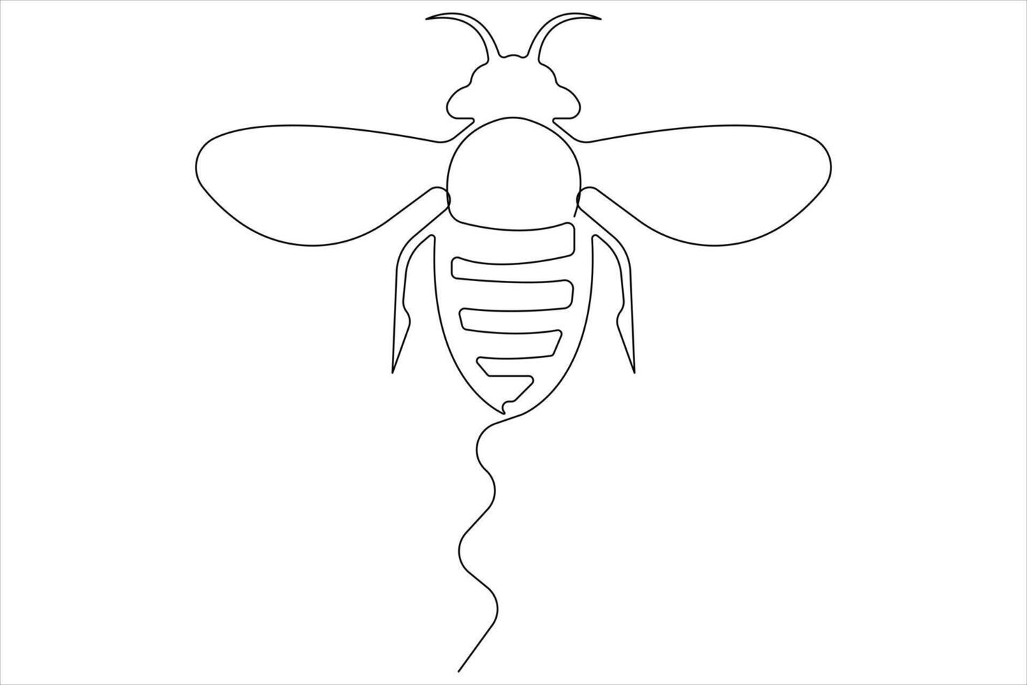 Simple illustration of honey bee shape continuous one line art bee outline vector