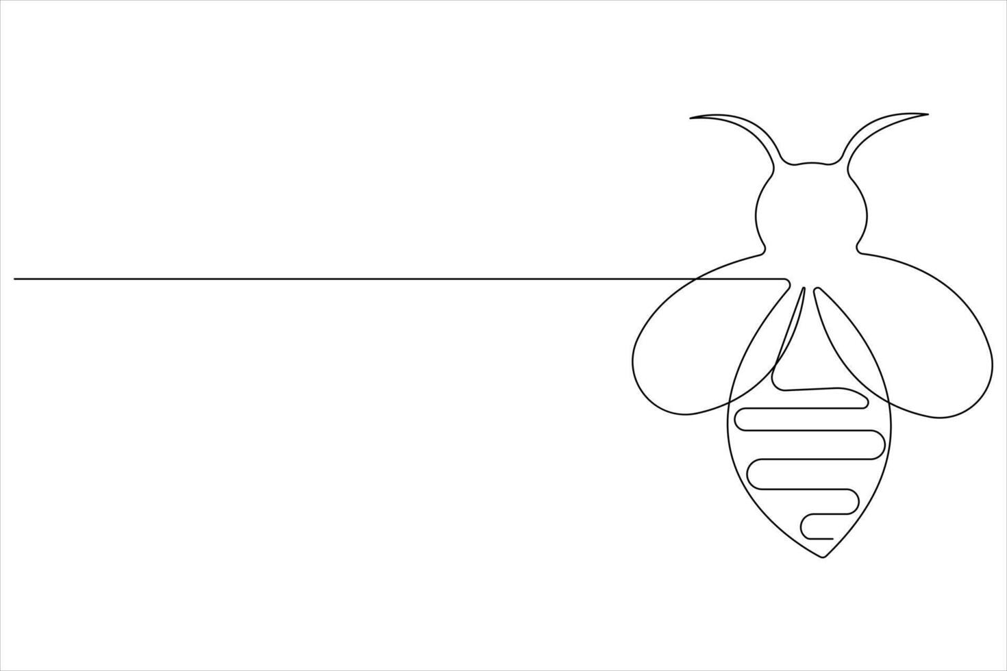 Simple illustration of honey bee shape continuous one line art bee outline vector