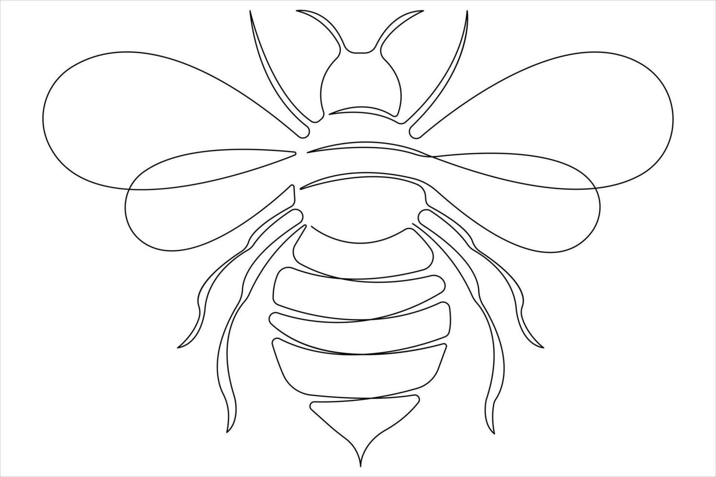 Simple illustration of honey bee shape continuous one line art bee outline vector