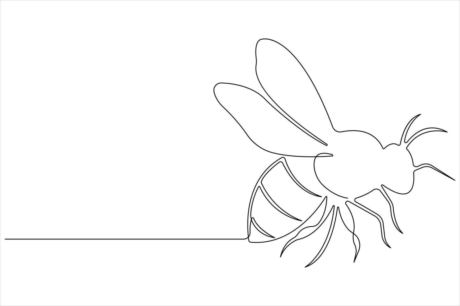 Simple illustration of honey bee shape continuous one line art bee outline vector