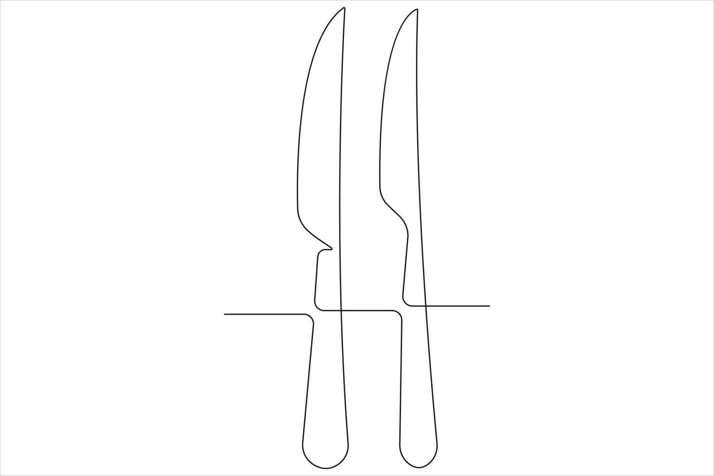 continuo soltero línea Arte dibujo de comida herramientas para cuchillo contorno vector ilustración