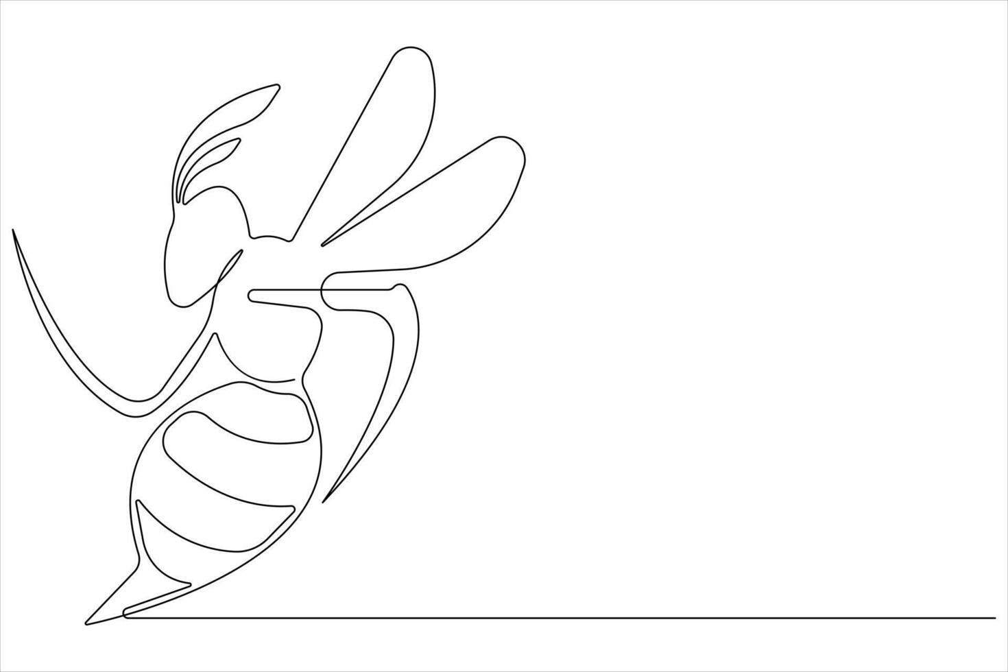 Simple illustration of honey bee shape continuous one line art bee outline vector