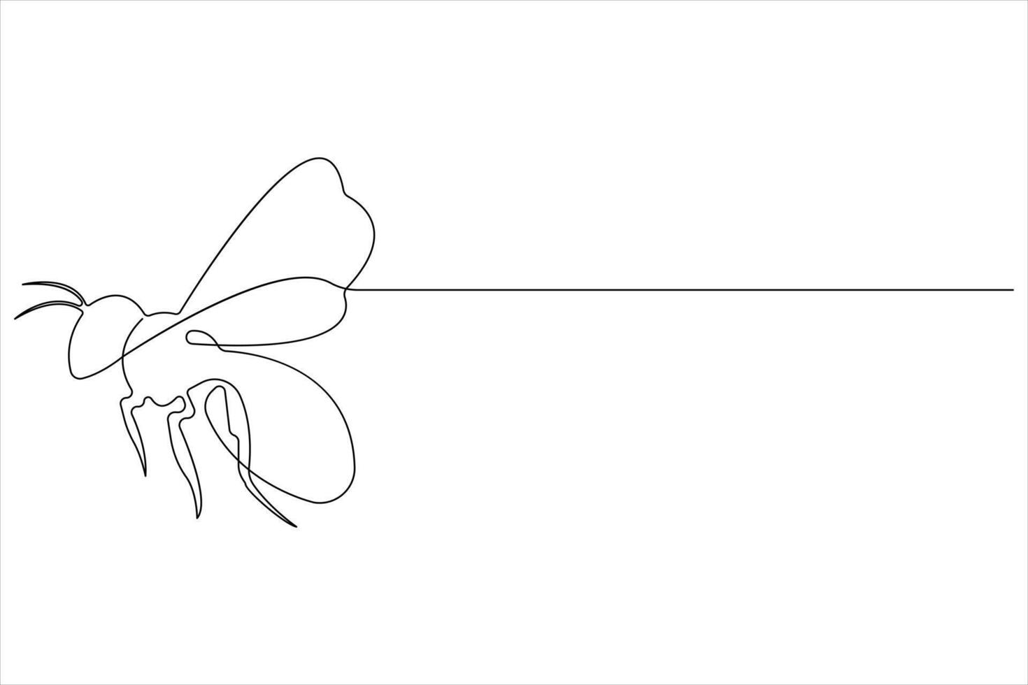 Simple illustration of honey bee shape continuous one line art bee outline vector