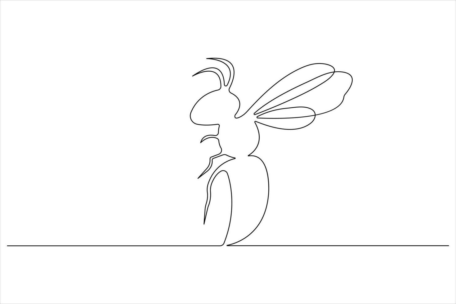 Simple illustration of honey bee shape continuous one line art bee outline vector