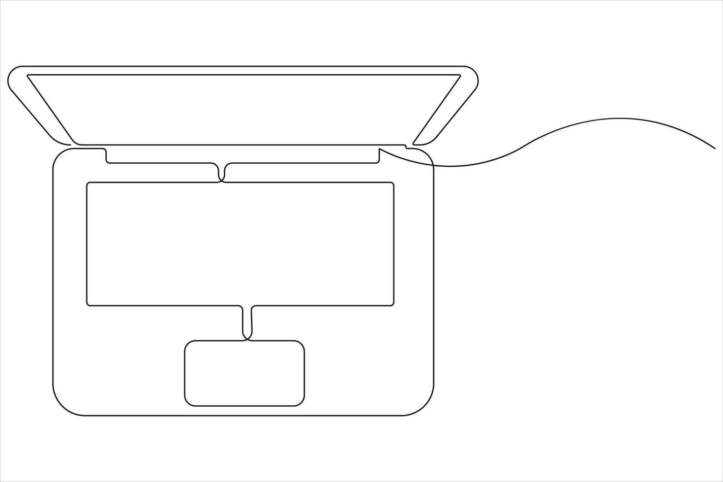 Arte ilustración de ordenador portátil en uno línea estilo aislado contorno vector