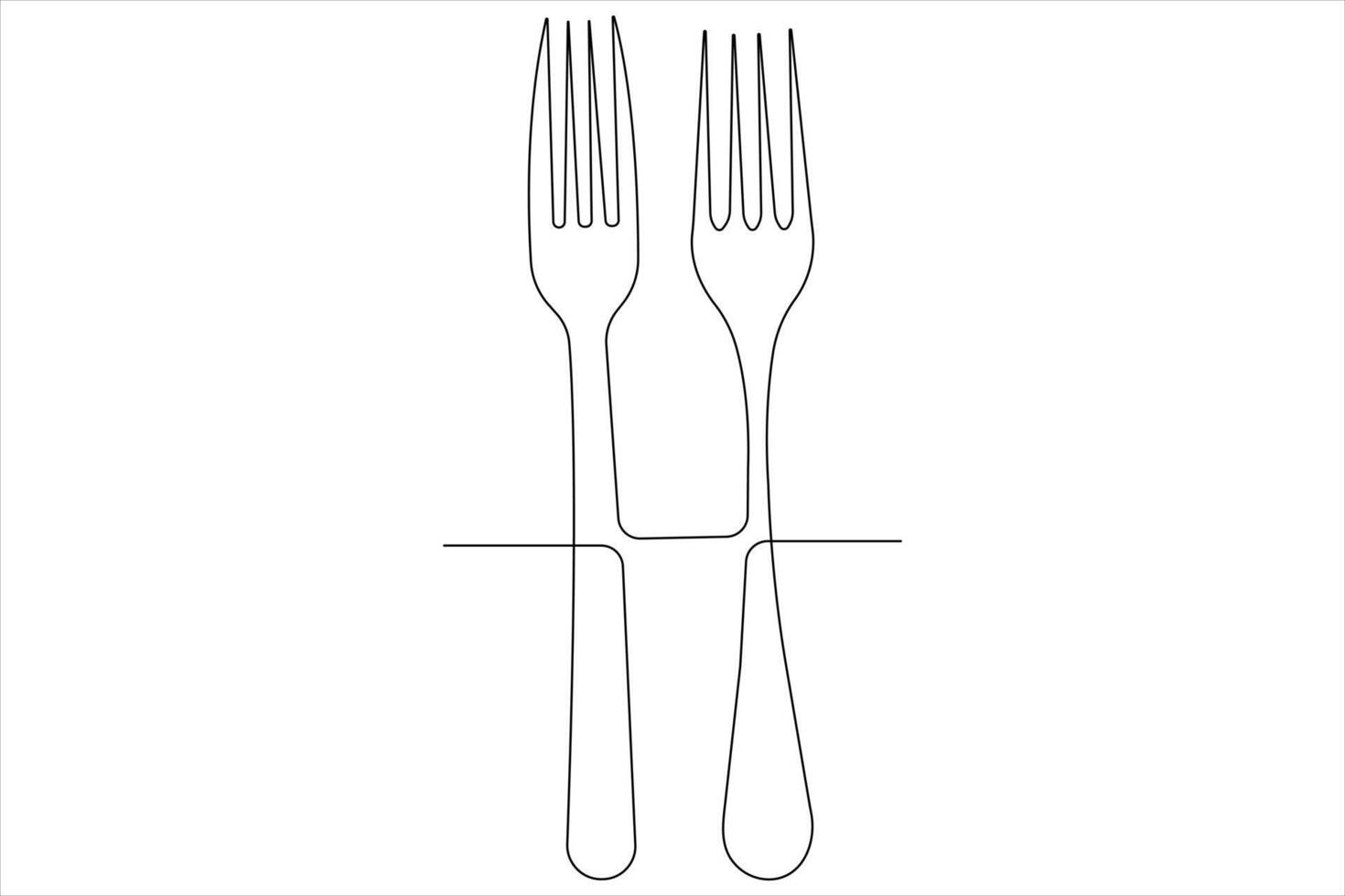 Continuous single line art drawing of food tools for fork outline vector illustration