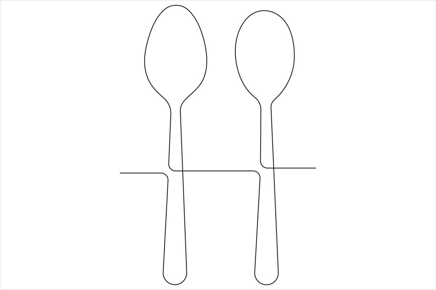 Continuous single line art drawing of food tools for spoon outline vector illustration