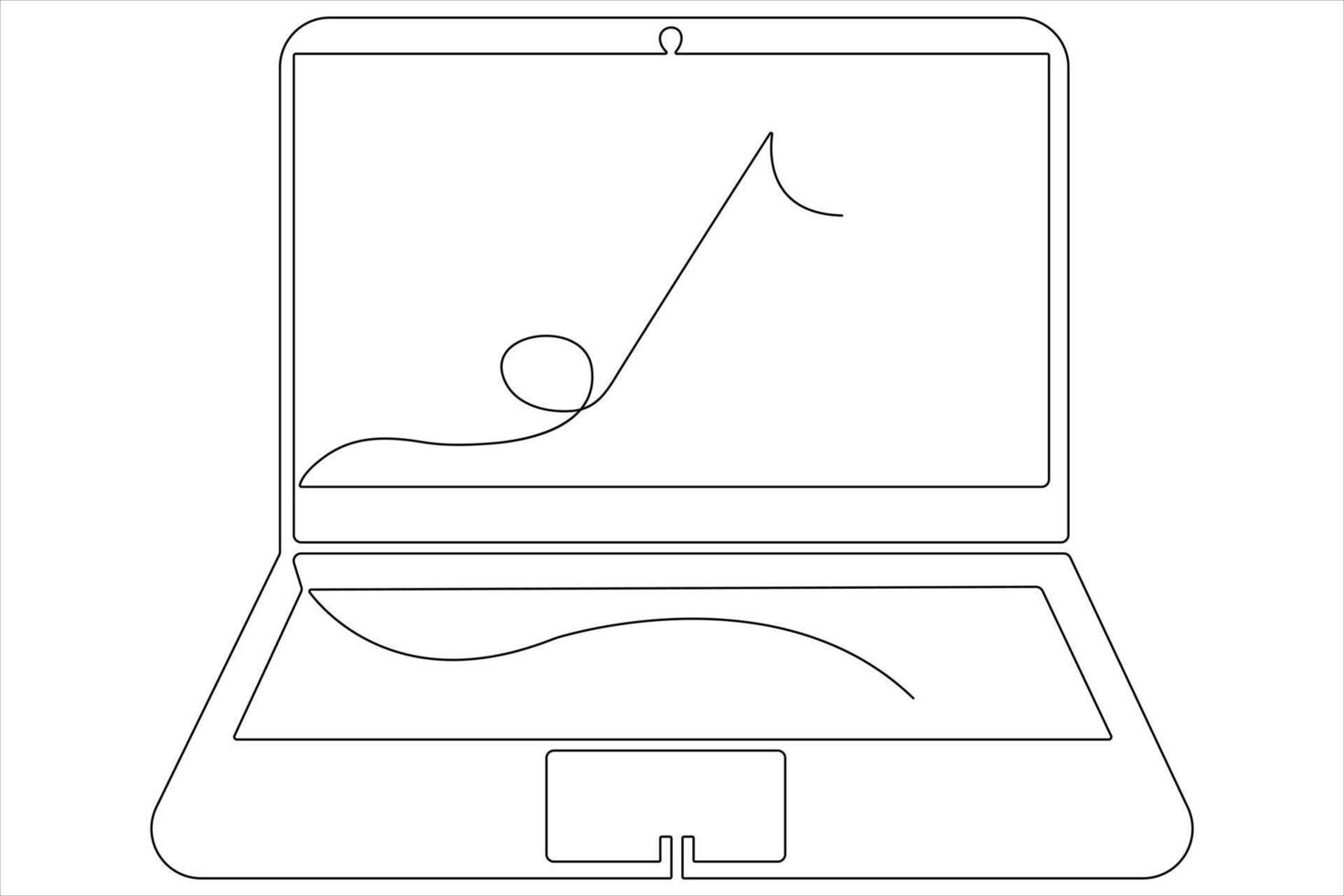 Art illustration of laptop in one line style isolated outline vector