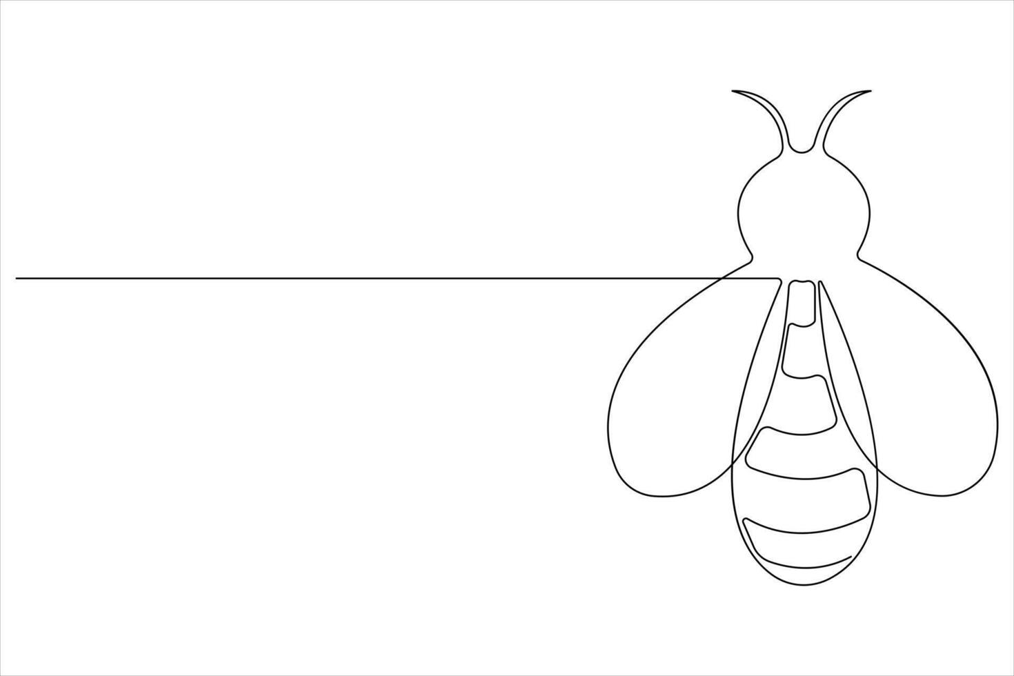 Simple illustration of honey bee shape continuous one line art bee outline vector