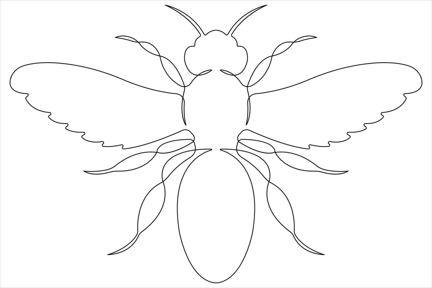 Simple illustration of honey bee shape continuous one line art bee outline vector