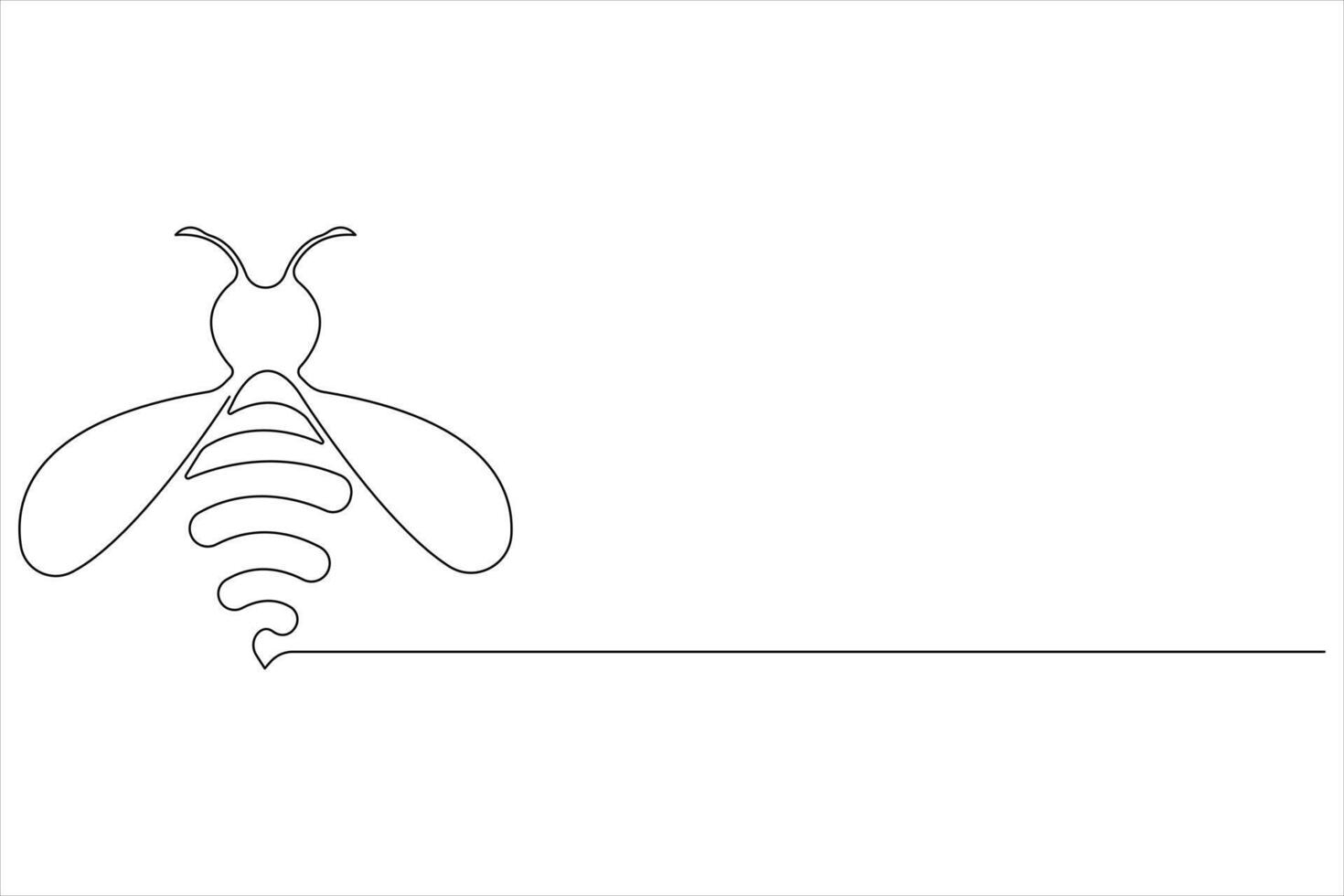 Simple illustration of honey bee shape continuous one line art bee outline vector