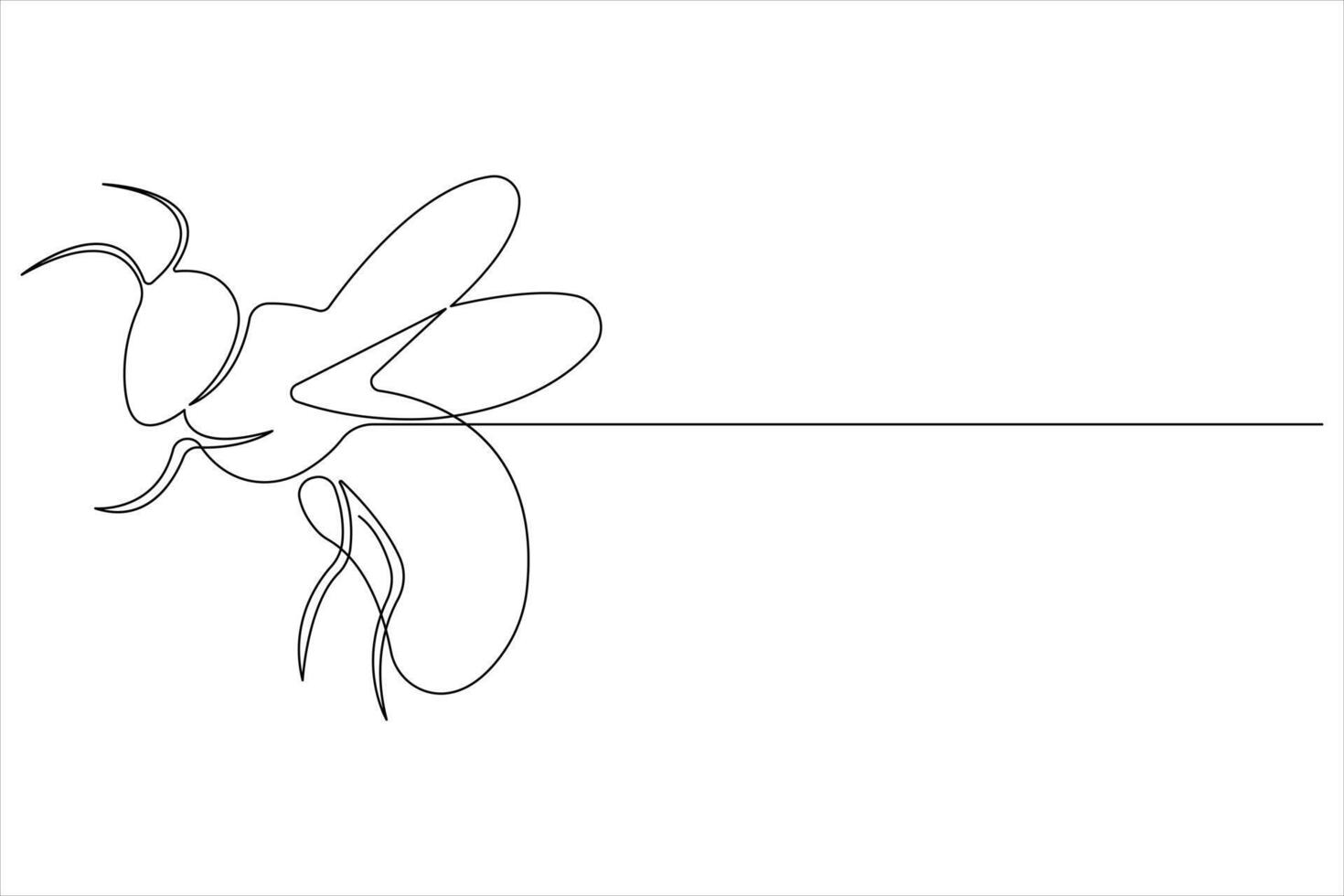 Simple illustration of honey bee shape continuous one line art bee outline vector