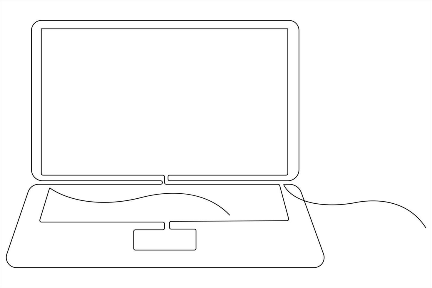 Art illustration of laptop in one line style isolated outline vector